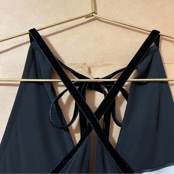 Alexis Silk Halter Neck Keyhole Swing Tank Top Popover Velvet Trim Black Size XS - Picture 6 of 11